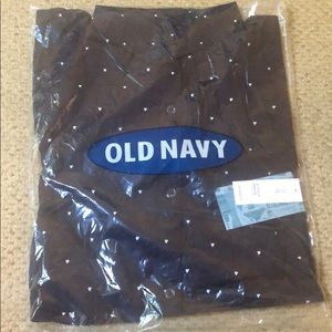 NWT Girls Old Navy Navy Shirt w Mini White Hearts